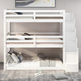 Bellemave® Twin over Twin & Twin Triple Bunk Bed with Storage Staircase - Bellemave